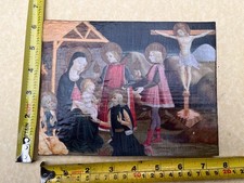 Gorgeous Rare vintage religious icon mounted on 18c reclaimed wooden panel