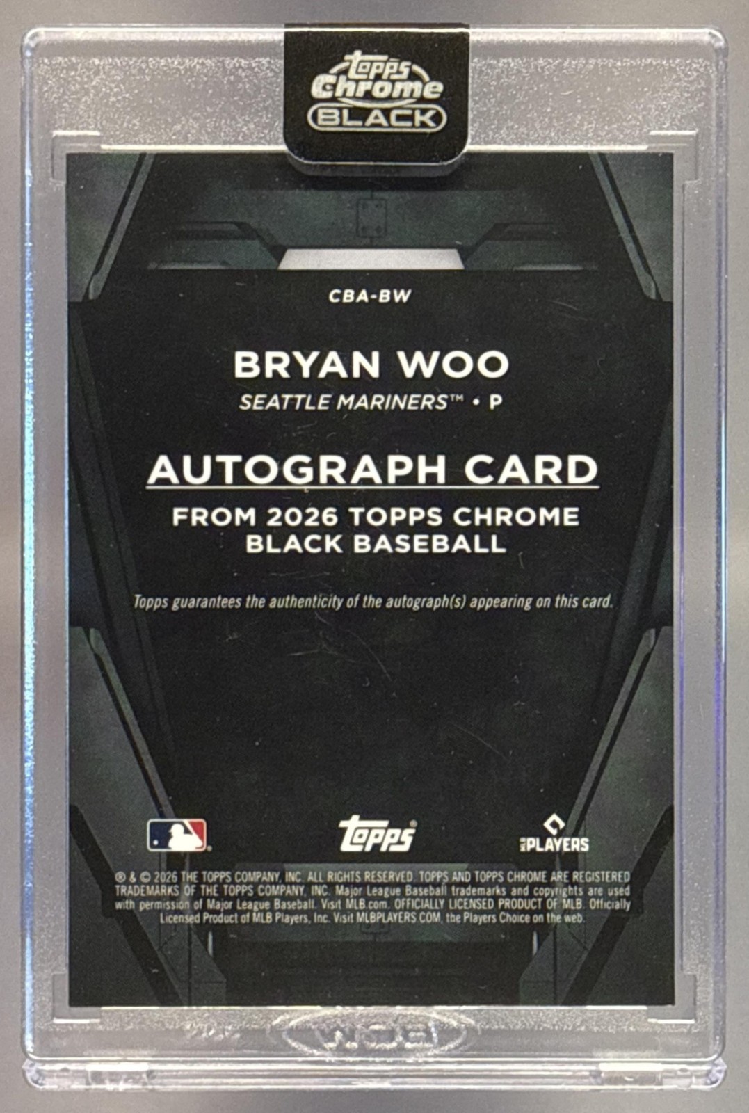 2024 Topps Chrome Black Bryan Woo Auto Gold Refractor /50 #CBA-BW RC view 2
