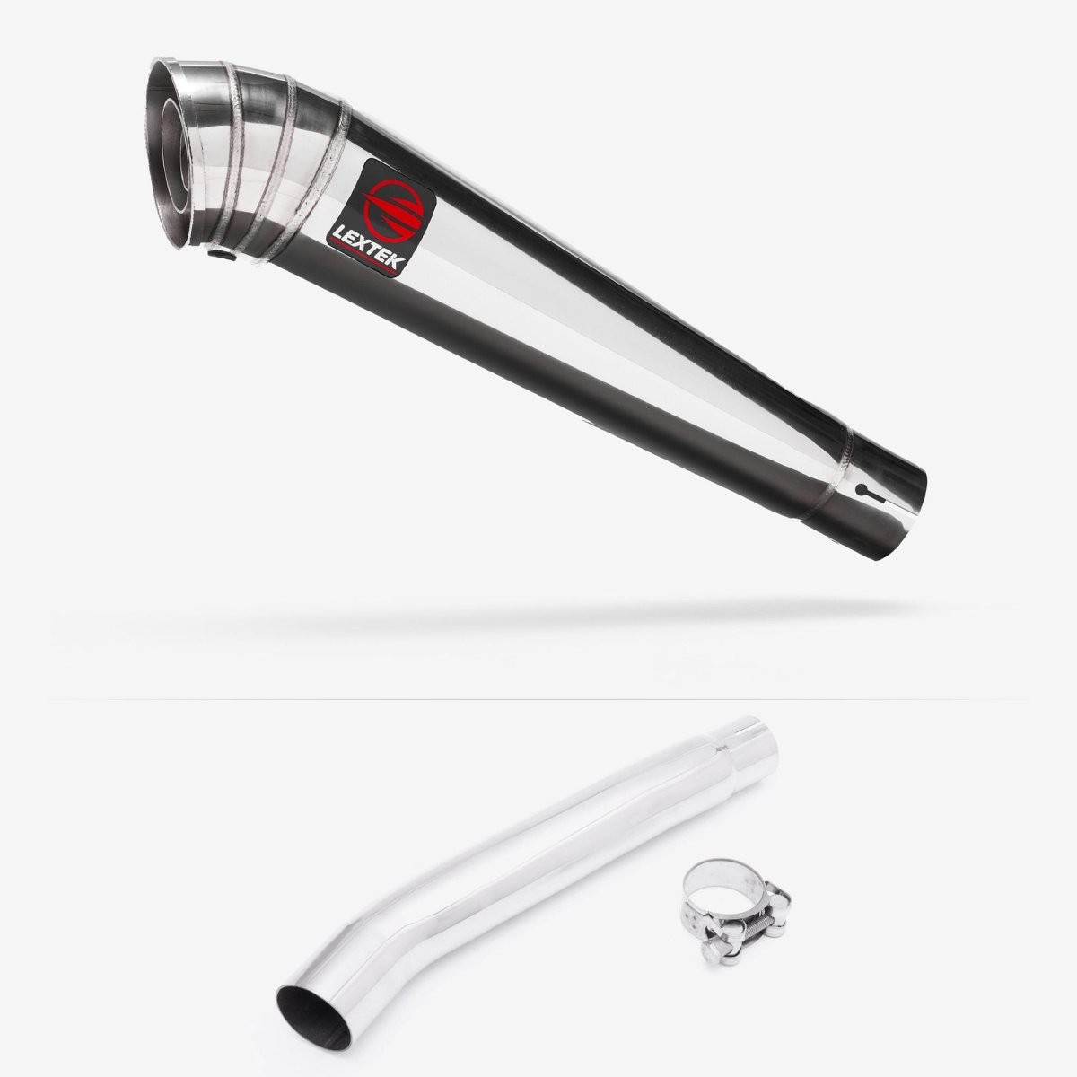 Lextek Stainless Steel MP4 Polished 300mm Exhaust with Link Pipe Silencer Rear