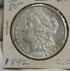 1892 CC US Morgan Silver $1 Key Date XF+  (Cleaned)