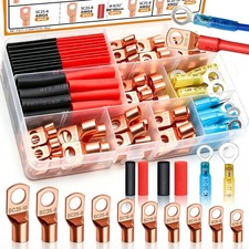 mankk 130PCS Copper Wire Lugs AWG 2 4 6 8 10 12 14 16 Gauge 130PCS,