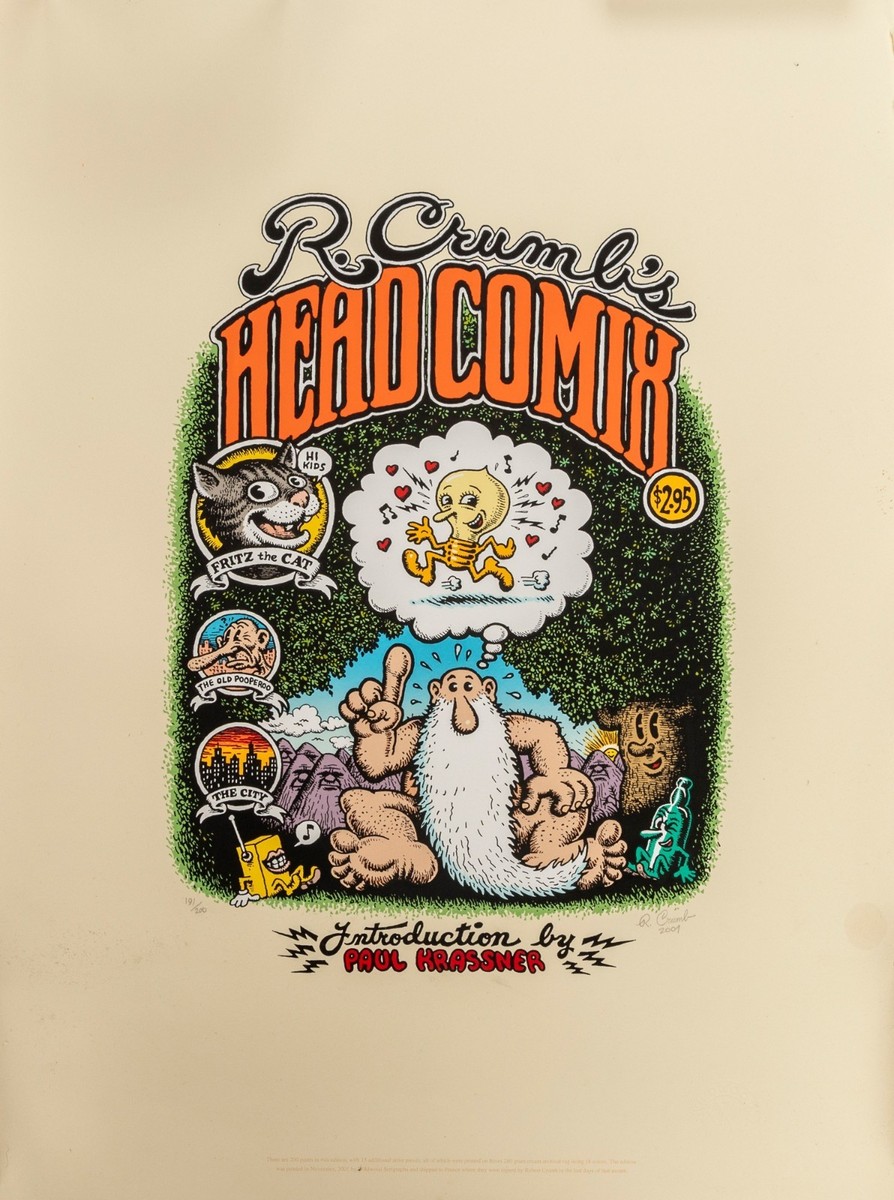 Limited Edition Hand-Signed and Numbered R. Crumb Head Comix Cover