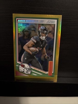 2025 Score - Marvin Harrison Jr. #186 Gold Zone /50 Error Misstamp Number