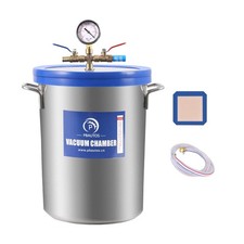 9 Gallon Vacuum Chamber with Two Rubber Seals, Tempered Glass Lid Stainless S...