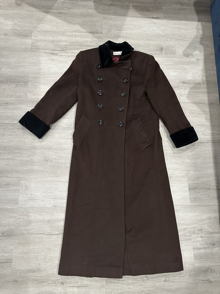 Christian Dior Size M Brown Wool Lamb Trimmed Vintage Long Coat