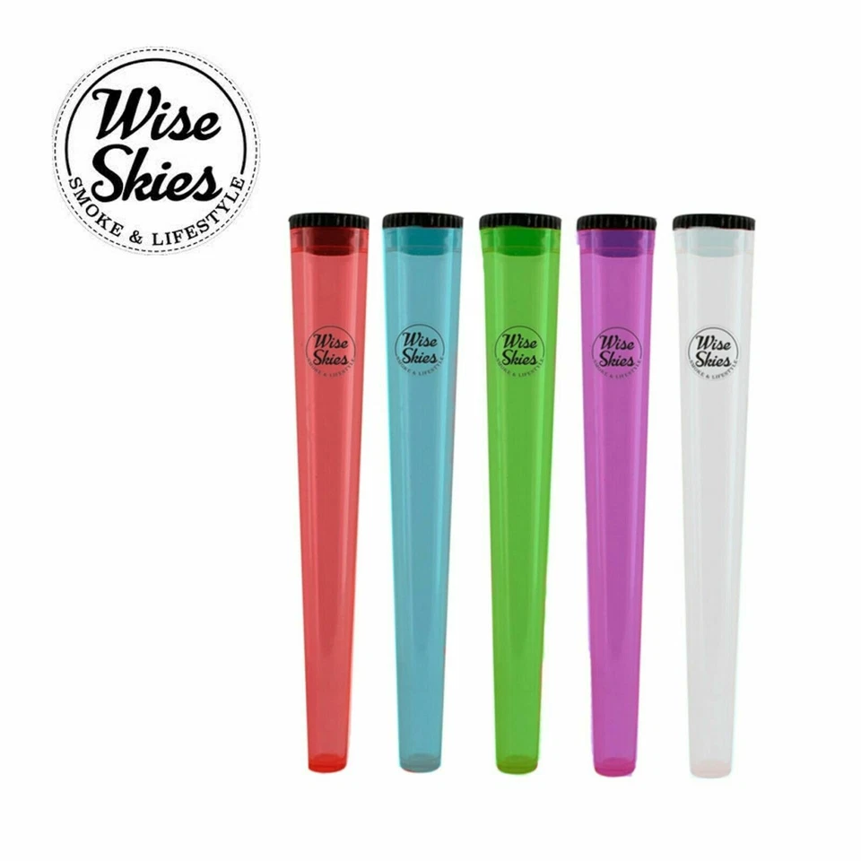 Wise Skies Joint Cig Holder King Size Cone Hard Plastic Airtight Tube 5 Colours