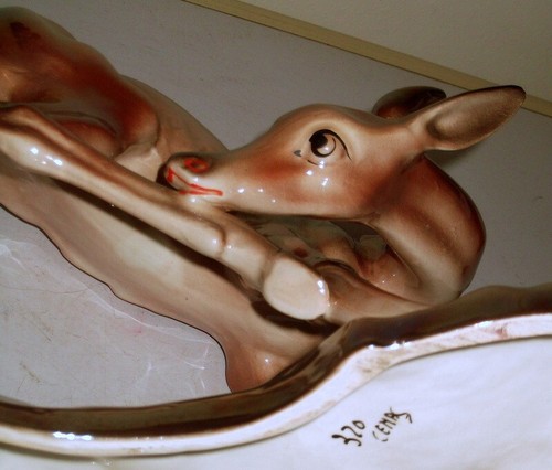 CERAMICA C.E.M.A.S. SESTO FIORENTINO: CERBIATTO MADREPERLATO 33X28X21. VINTAGE. - Foto 8 di 10