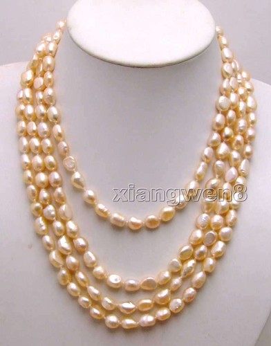 7-9mm Baroque Natural Freshwater Pink Pearl Necklace for Women Long Necklace 80" - Picture 9 of 34