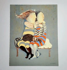 MCM Graciela Rodo Boulanger SISTER WITH CAT L.E. Lithograph w Bio 10x13 New!