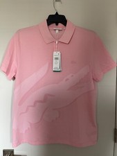 NWT LACOSTE LOGO MEN'S REGULAR FIT POLO SHIRT COTTON BLEND PINK 135 US XL/FR 6