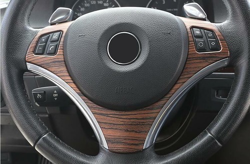 For BMW 3 Series 2005-2012 Brown Wood Grain Steering Wheel Moulding Cover Trim - Picture 7 of 14