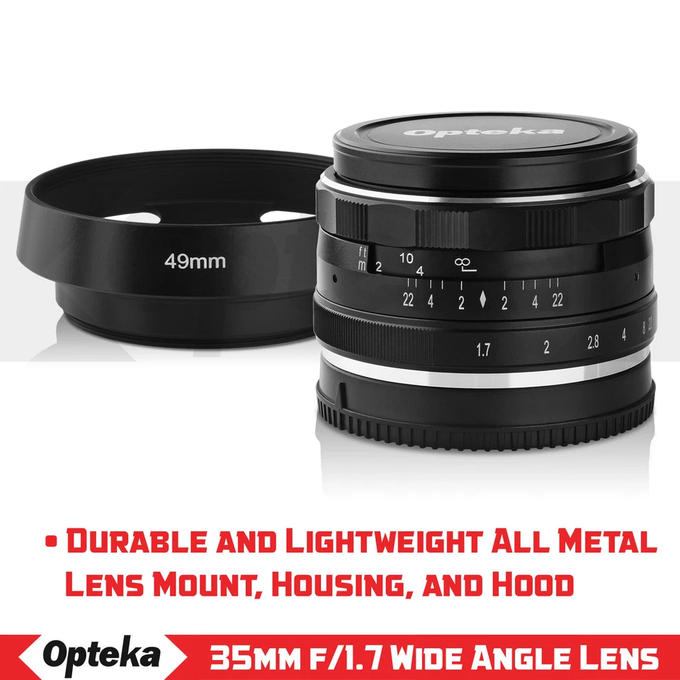 Opteka 35mm f/1.7 Manual Prime Lens + Kit for Canon EF-M M100 M10 M6 M5 M3 M2 M - Image 2 of 4