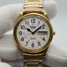 Pulsar Railroad Approved Vintage Gold Tone Quartz Watch - FOR PARTS / REPAIR