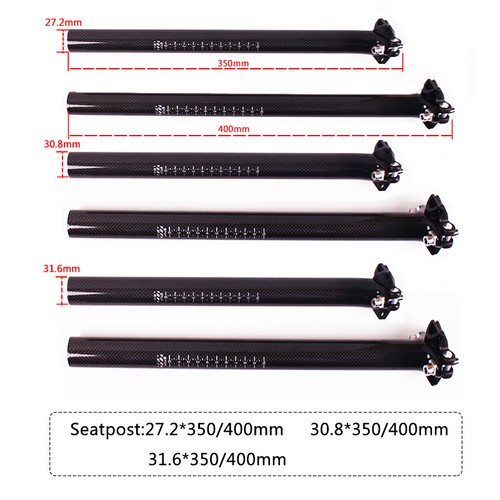 27.2/30.8/31.6mm Carbon Fiber Seat Post MTB Road Bike 350/400mm Seatpost Tube - Picture 6 of 12