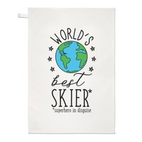 World's Best Skier Geschirrtuch SpüLlappen Lustiger Witz Favorit Schifahren
