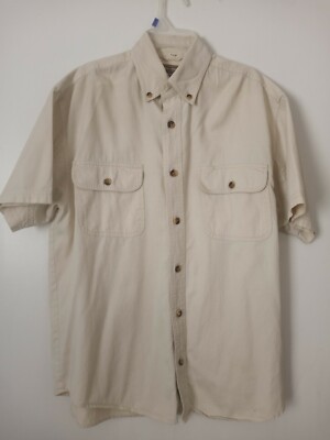 C.E. Schmidt Work Wear Ivory Cotton Short Sleeve Button Front Shirt M