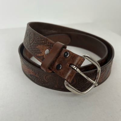 Vintage Tooled Genuine Top Grain Leather Belt Eagle Sz 44