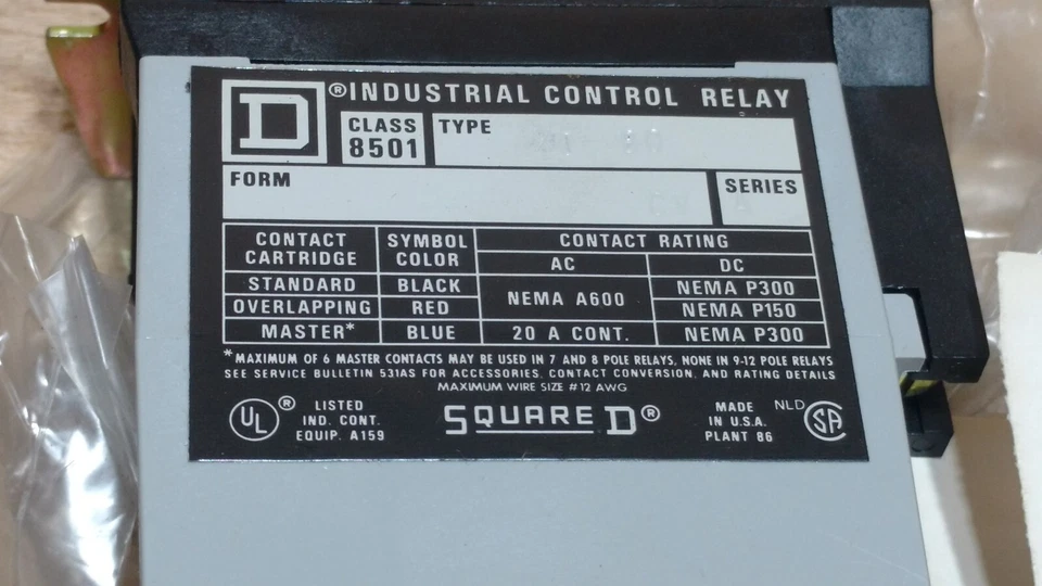 SQUARE D 8501XO80 SER. A 110/120V 20A Foto 2 de 4