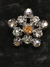 Clear/Amber Aurora Borealis Star Brooch signed STAR made in Austria
