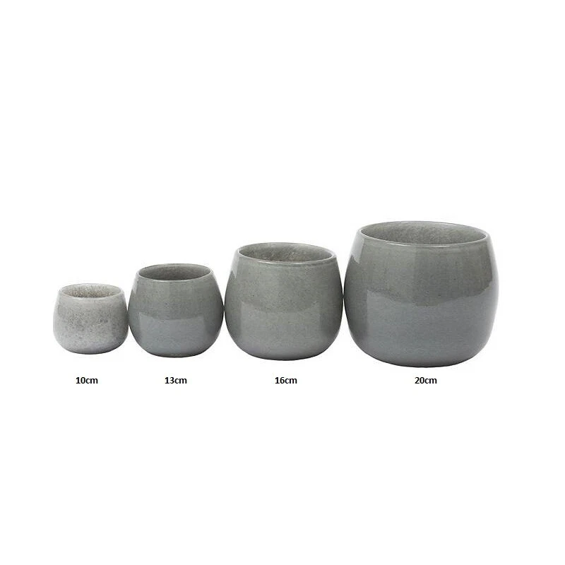 Blumentopf Übertopf mundgeblasenes Glas Pott Grau div. Größen - Bild 2 von 3