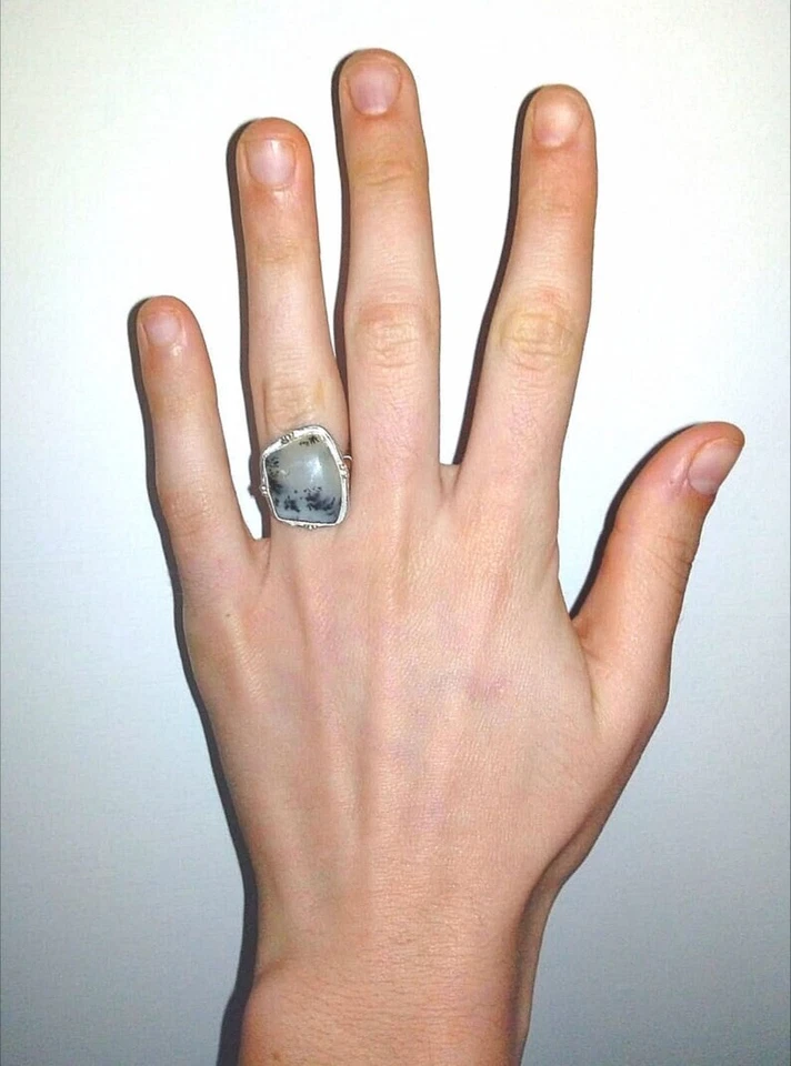 ANELLO DONNA ARGENTO MASSICCIO 925 CON AGATA DENDRITICA, REGALO ANELLO DI DESIGN - Immagine 4 di 4