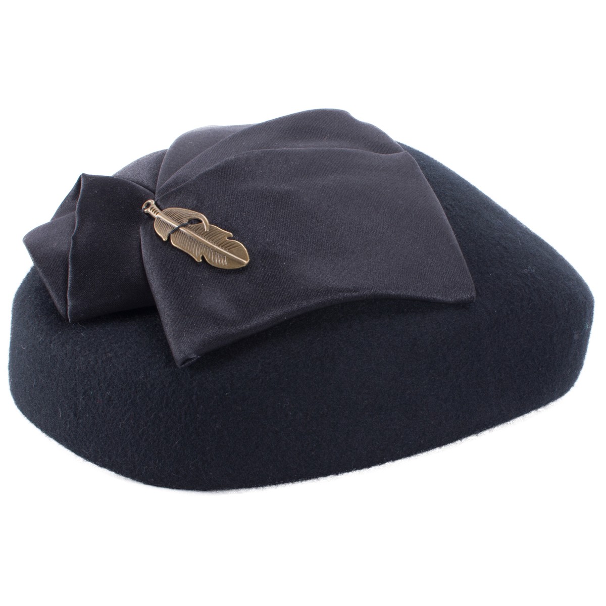 Womens 1940s Wool Felt Tam Beret Casque Cocktail Pillbox Hat 