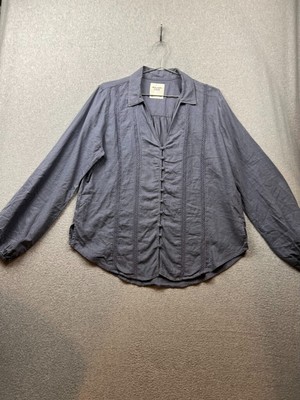Abercrombie & Fitch Linen Blend Button-Up  Blouse Womens L Boho Gypsy Flowy*