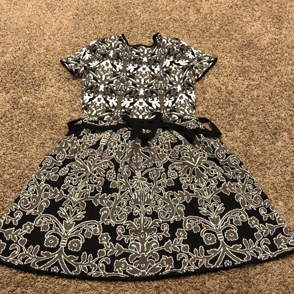 Jessica Simpson Mujer M Acrílico Negro Gris Tejido Vestido B19 Foto 3 de 3