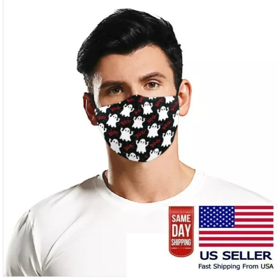 Boo Ghost Halloween 3D Printing Face Mask Adjustable US Seller Fast Ship N - Image 2 of 4