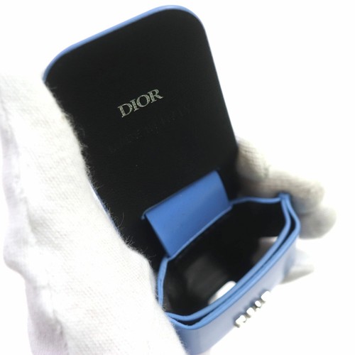 Christian DIOR Homme Auricolari AirPods Custodia Pelle Blu Chiaro Autentici - Foto 4 di 10