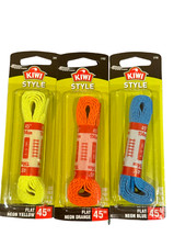 3 Pack KIWI STYLE Flat Neon Blue, Orange  Yellow Shoe Laces 45"