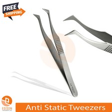 Anti-Static Precision Tweezers Semi Curved Electronic Jeweler Repair Maintenance
