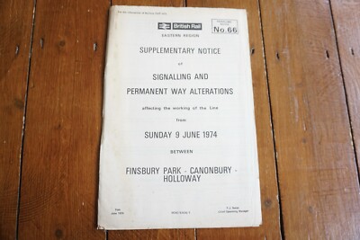 1974 Holloway Stellwerk Eisenbahn Signalplan Hinweis Karte Ostregion 