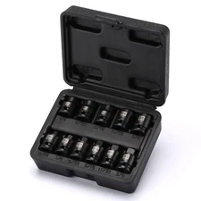 11pcs 3/8" Drive Pipe Plug Socket Set Sae Crmo Tapered Male Square Drive 3/16 In