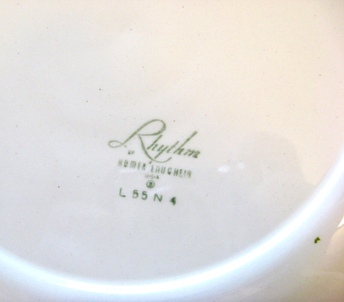 RHYTHM Homer Laughlin Desert Lily Flower 1950s 4 (10") Dinner Plates Green Lotus - Picture 6 of 7