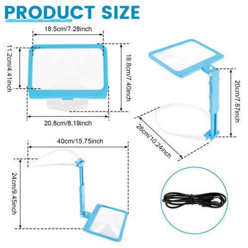 Hands Free Magnifying Glass with LED Lights 5X Flexible Neck Wear WenhG - Picture 8 of 22