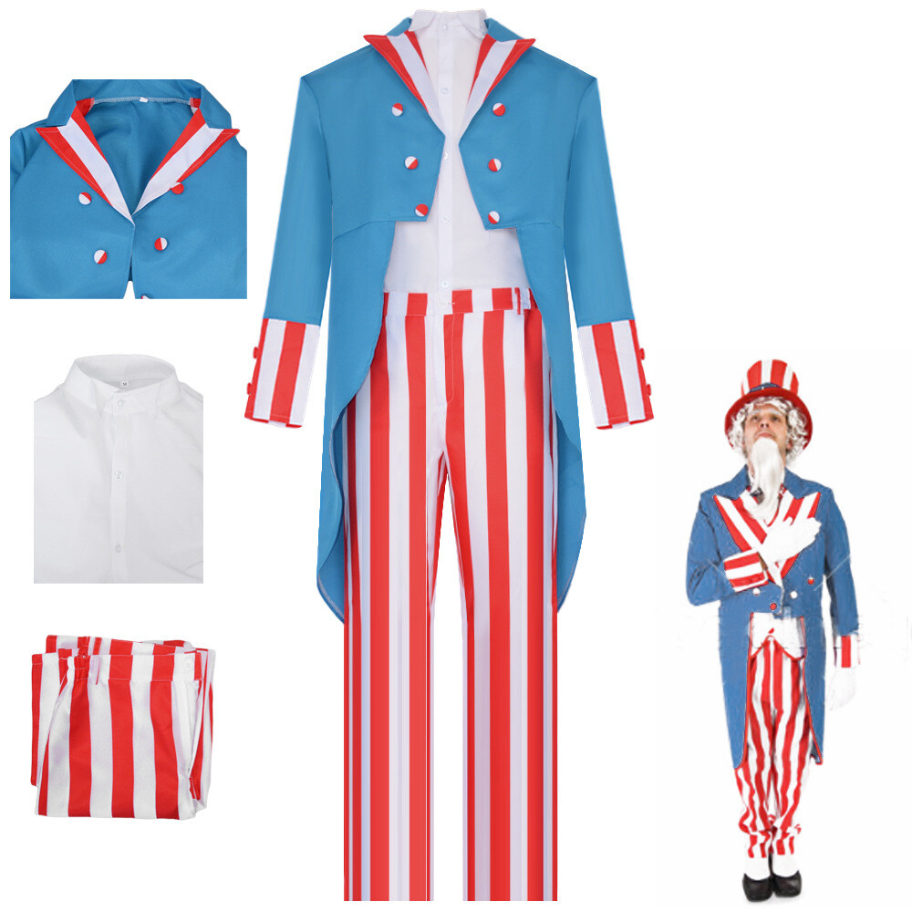 EE. UU. Día de la Independencia Tío Sam Cosplay Anime Disfraz Uniforme Azul