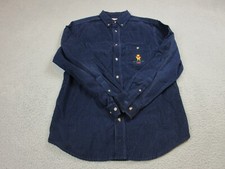 VINTAGE Disney Shirt Mens Small Blue Button Up Corduroy Winnie the Pooh Pocket