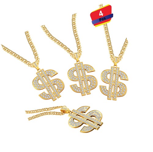 Gold Plated Chain Dollar Necklace 