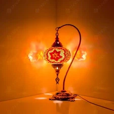 Turkish Moroccan Colorful Glass Mosaic Tiffany Table Desk Lamp Light Large Globe