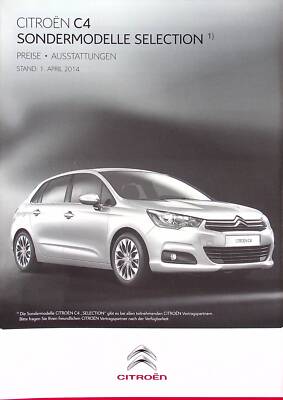 249043) Citroen C4 - Selection - Preise & Extras - Prospekt 04/2014