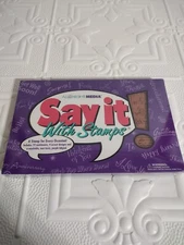 NEW- ALL NIGHT MEDIA "Say It With Stamps "19 Sentiments Rubber Stamps 