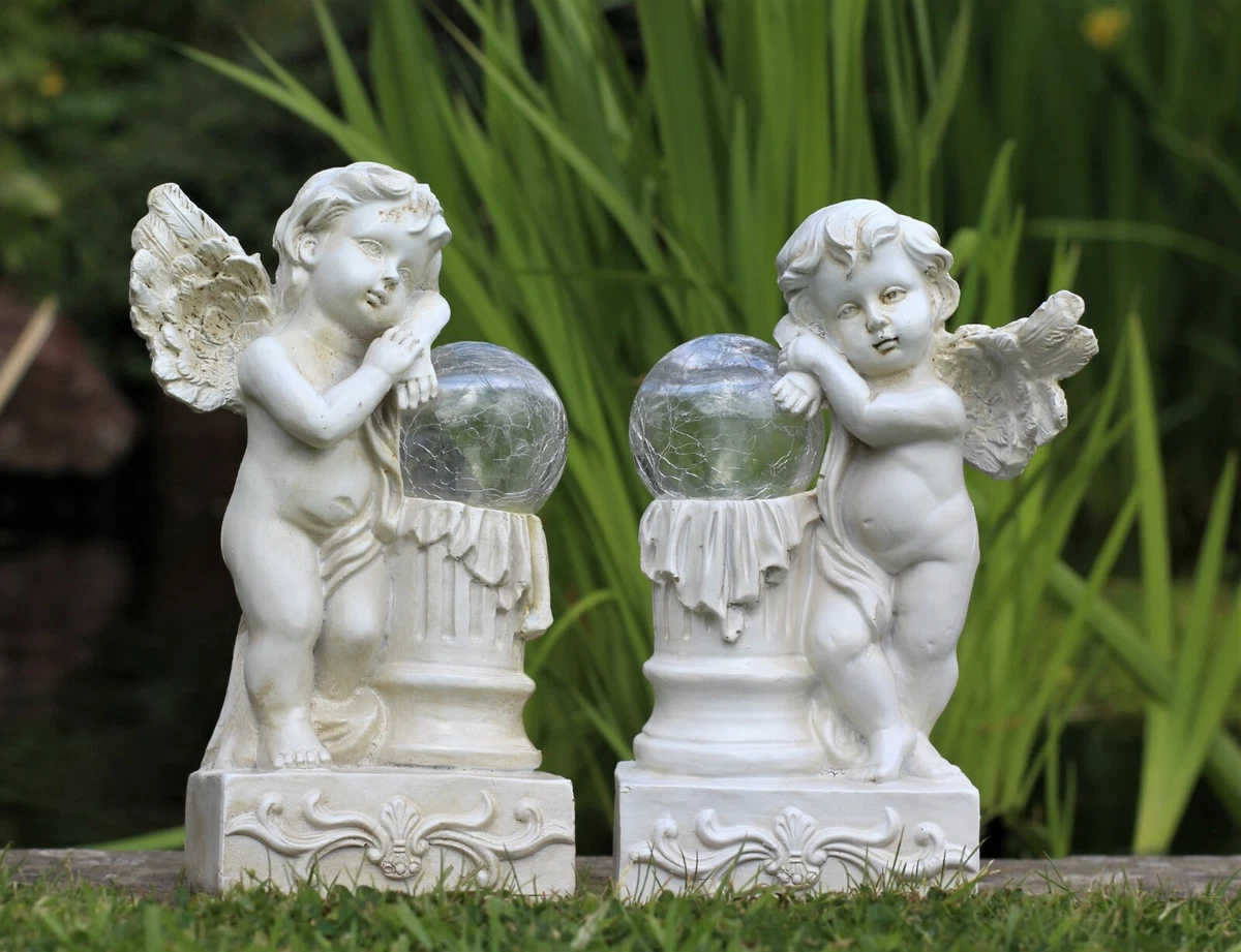 Garden Solar Ornament Fairy Angel Cherub Light LED Statue Figurine Decor Patio