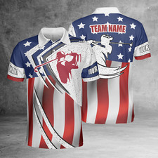 Golf Ball Flag Player Personalized Name Team Name 3D Polo Shirt Size S-5XL