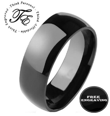 Personalized Men's Black Stainless Steel Promise Ring Engraved Men's Ring 