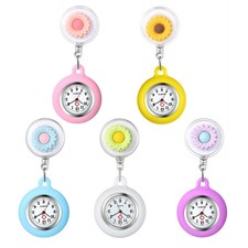 5pc Set Sun Flower Nurse Watch Clip on Doctor Student Brooch Fob Pocket Watch