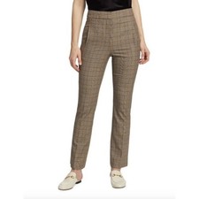 VERONICA BEARD Arte Slim Plaid Pants Brown Size 6 NWT