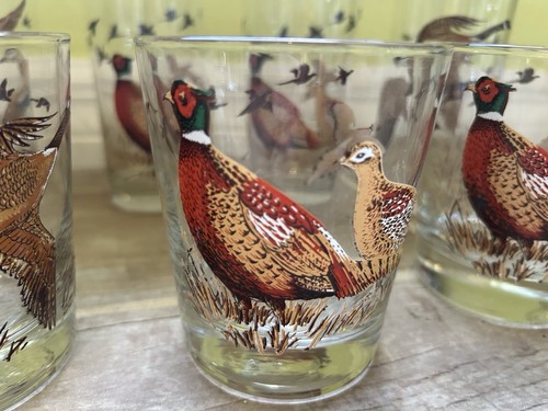 Vtg Libbey Set of 11 Gamebird Highball Lowball Glasses Pheasant Mallard Flight - Picture 4 of 7