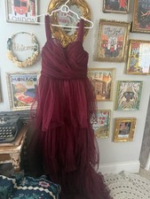 Fashion Nova Maroon Tulle Tiered Formal Dress XL Formal Gown