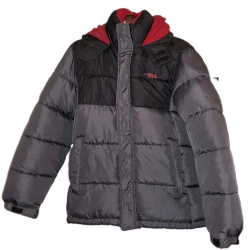 Minus Zero Men's Insulated Puffer Jacket Black Red Fleece Lined Full Zip - product listing photo